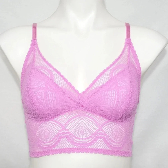 S/M Felina 140103 Finesse Super Stretchy Lace Wire Free Cami Bralette Pink NWT - Picture 1 of 4